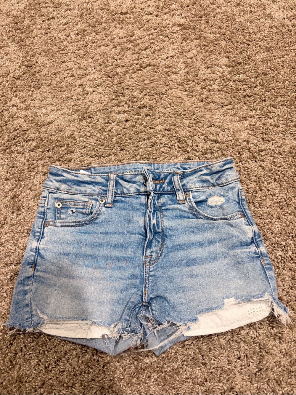 American Eagle Outfitters Light Blue Distressed Denim Cutoff Shorts